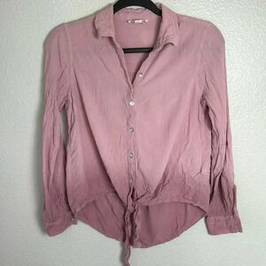 Beach Lunch Lounge Button Up Top Women’s Small | Ombre Pink Lightweight Blouse